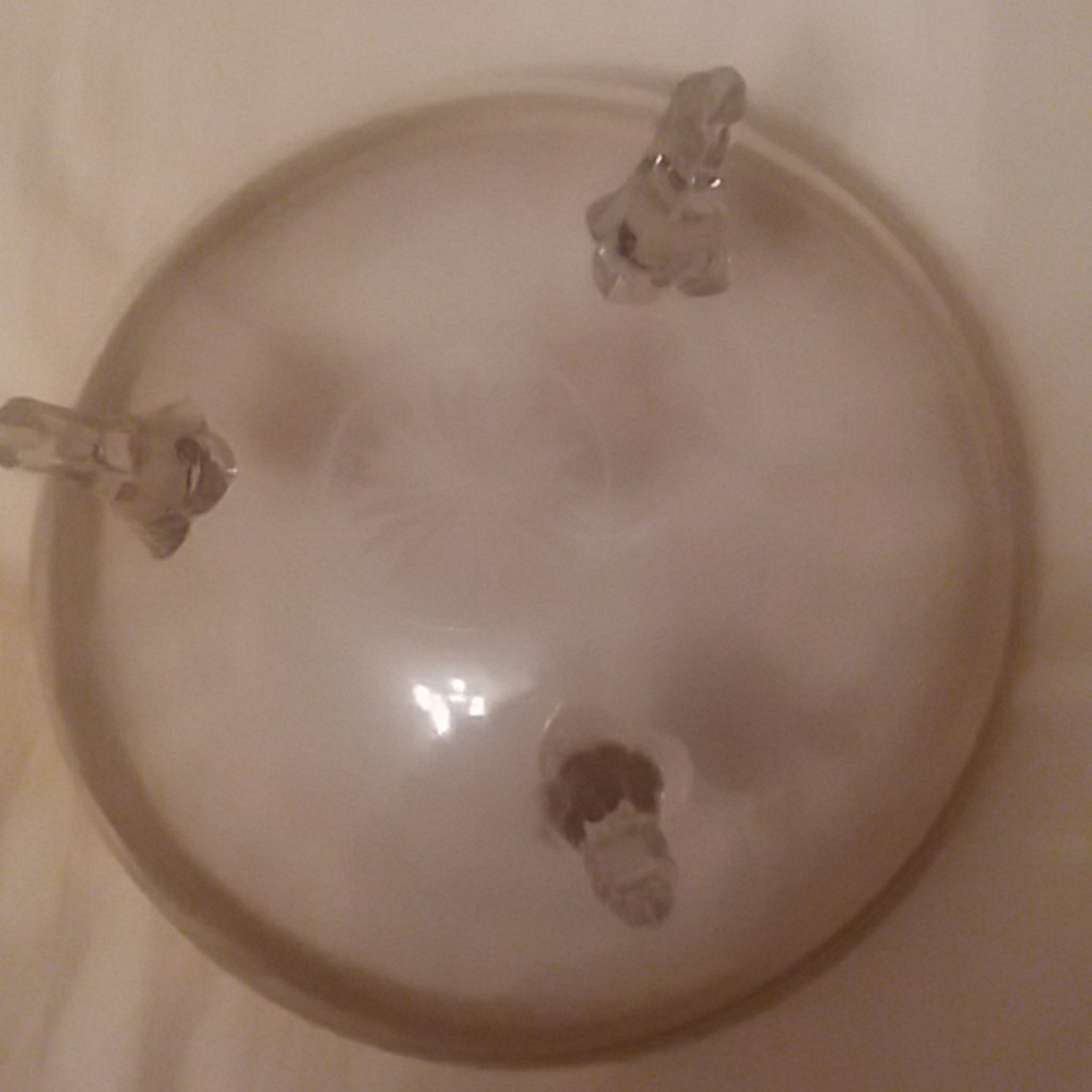 Antique glass footed fruit bowl with gold leaf rim - Picture 4 of 5